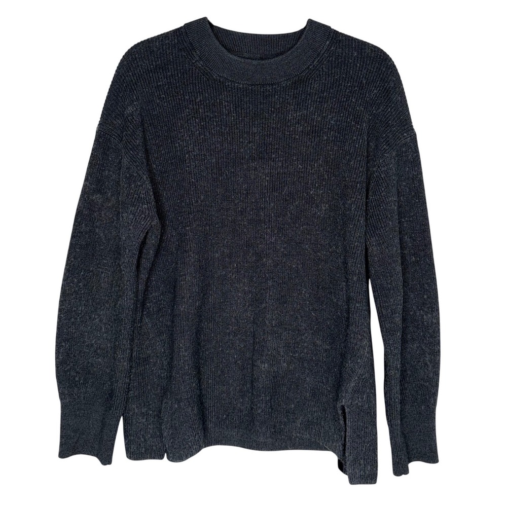 Lululemon Merino Wool Blend‎ Ribbed Crewneck Sweater Womens 10 Grey Excellent